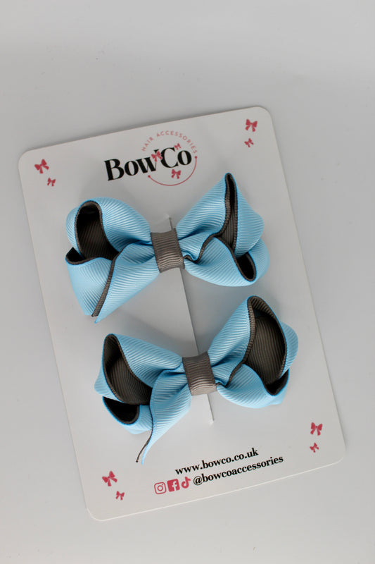 Loop Bow Set - Clip - Blue Topaz and Metal Grey