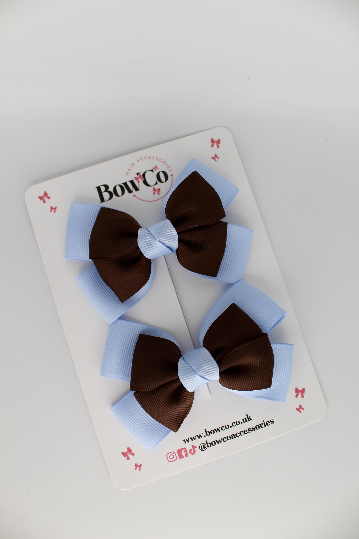 Layer Bow Set - Clip - Bluebell and Brown