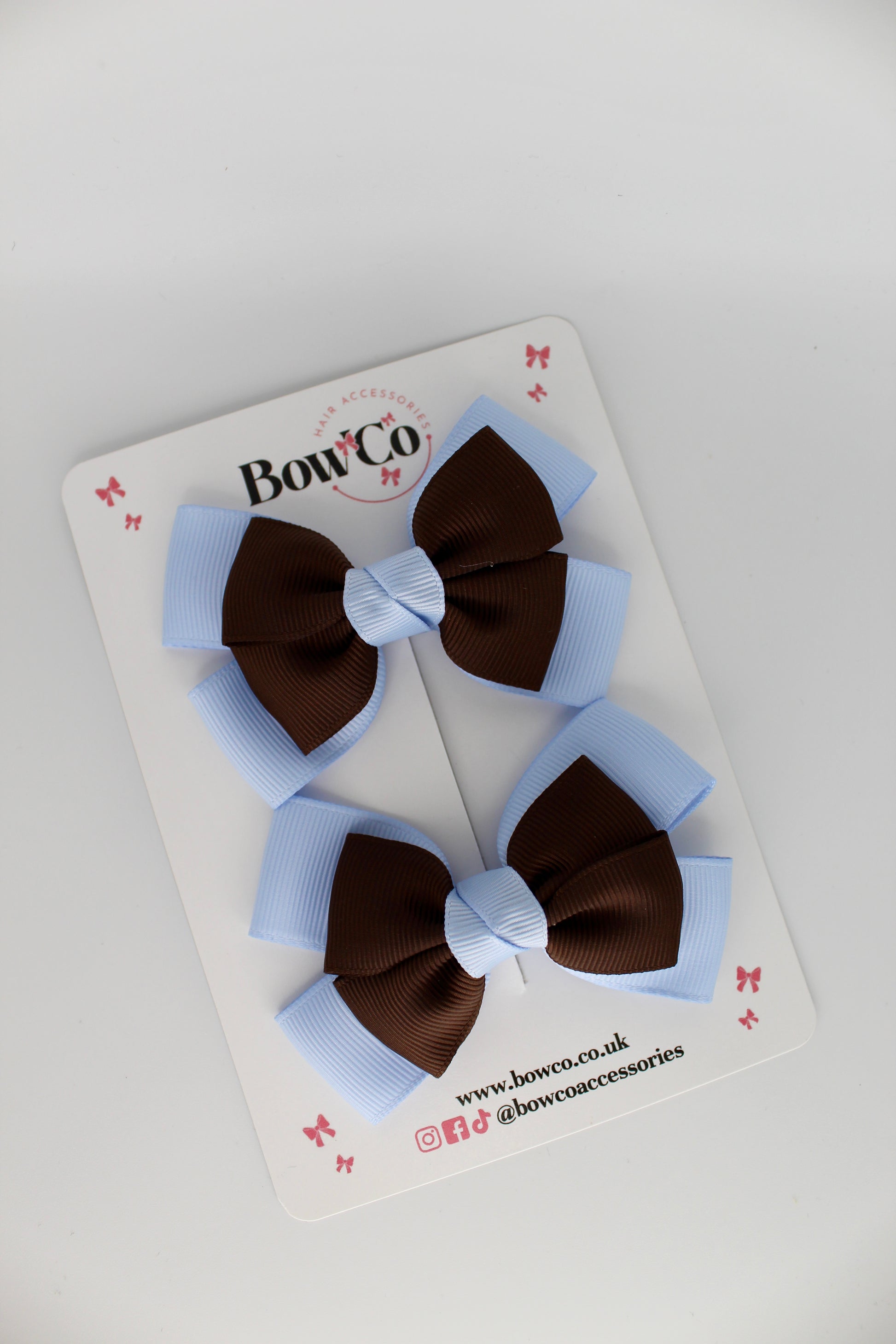 Layer Bow Set - Clip - Bluebell and Brown