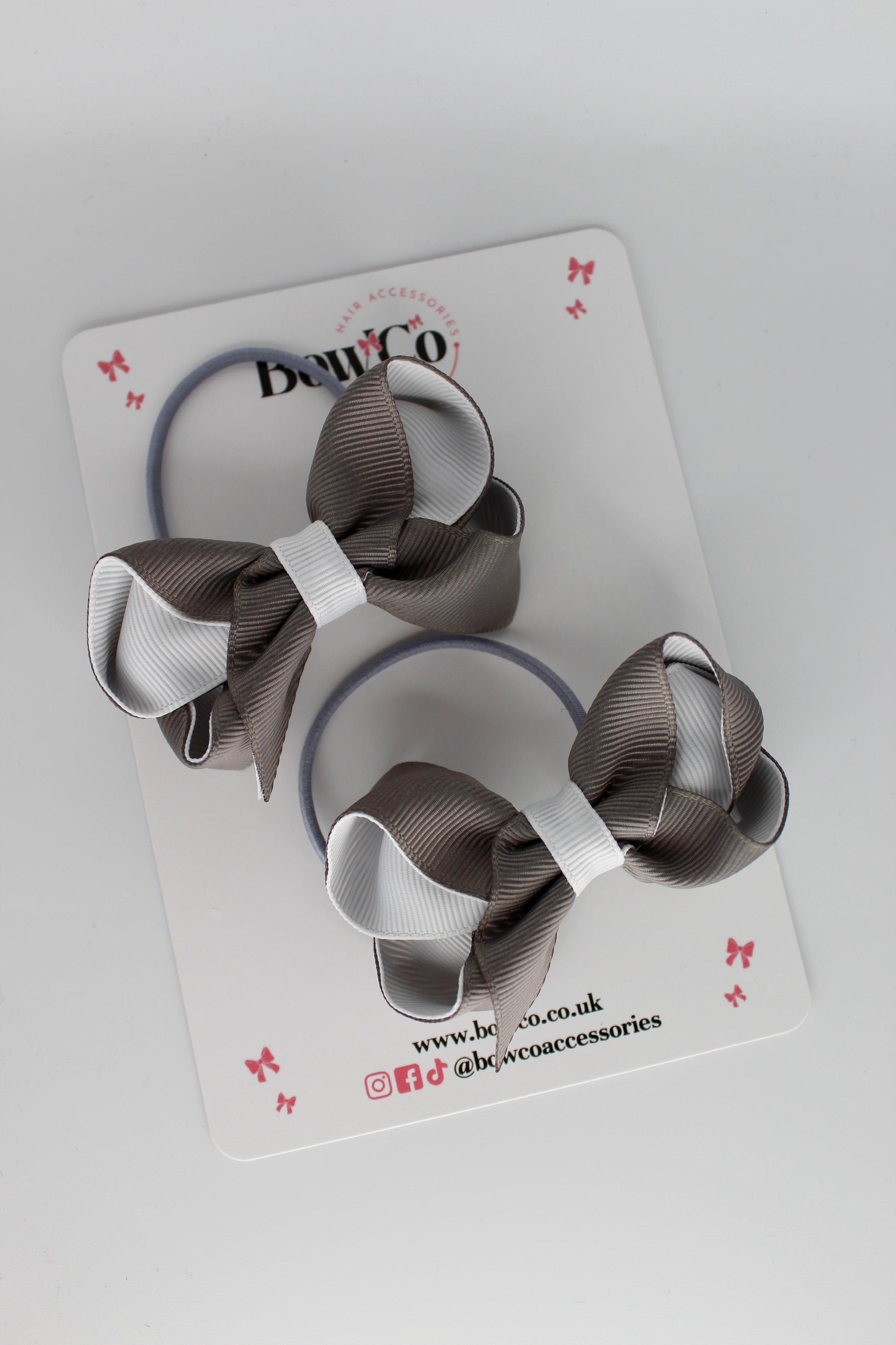 Loop Bow Set - Elastic - Metal Grey and White