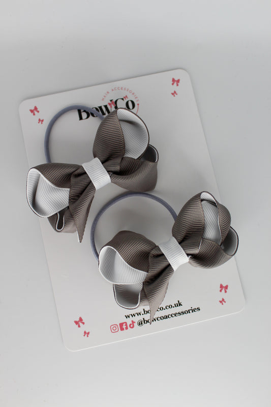 Loop Bow Set - Elastic - Metal Grey and White