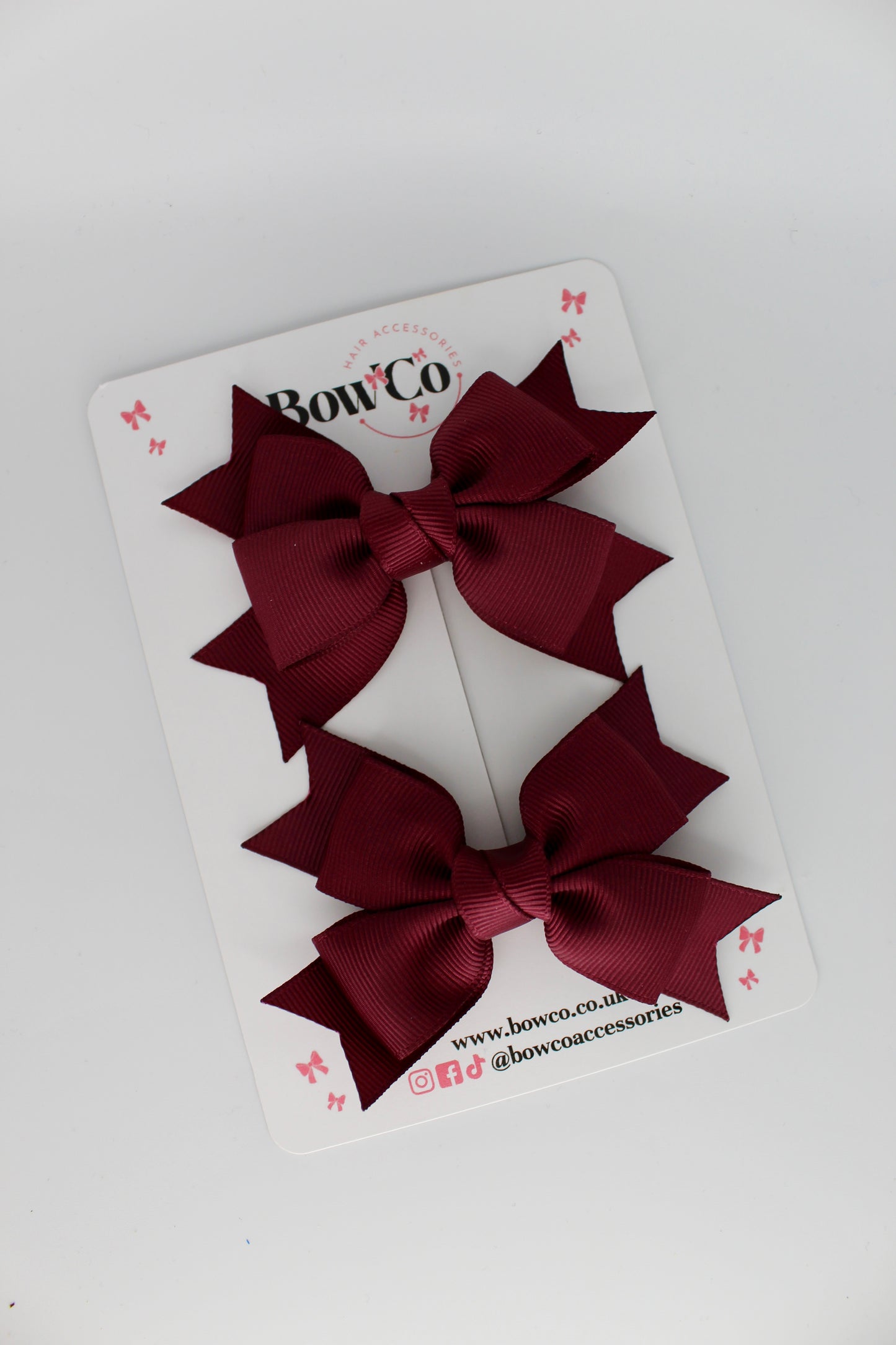 Knot Bow Set - Clip - Burgundy