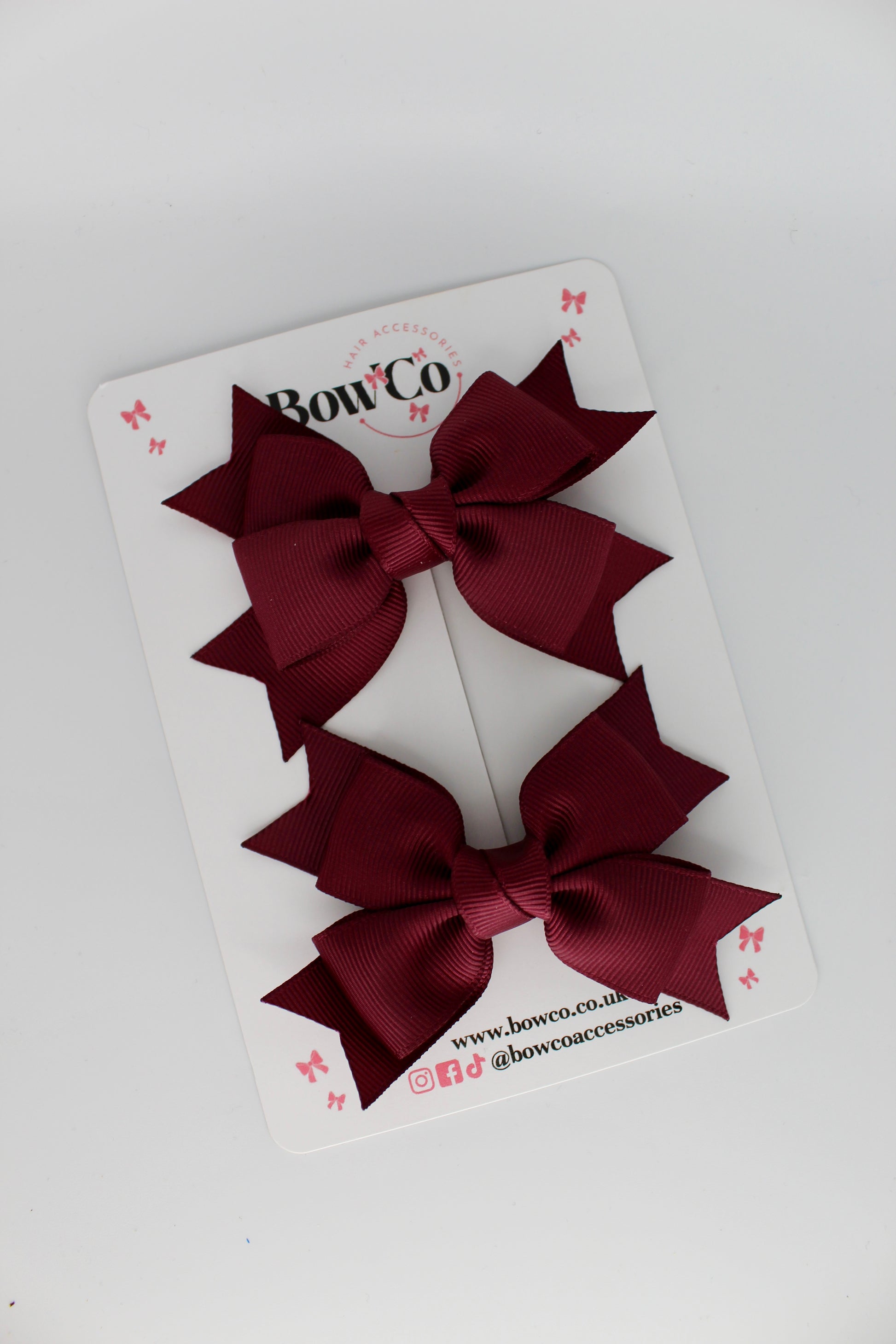 Knot Bow Set - Clip - Burgundy
