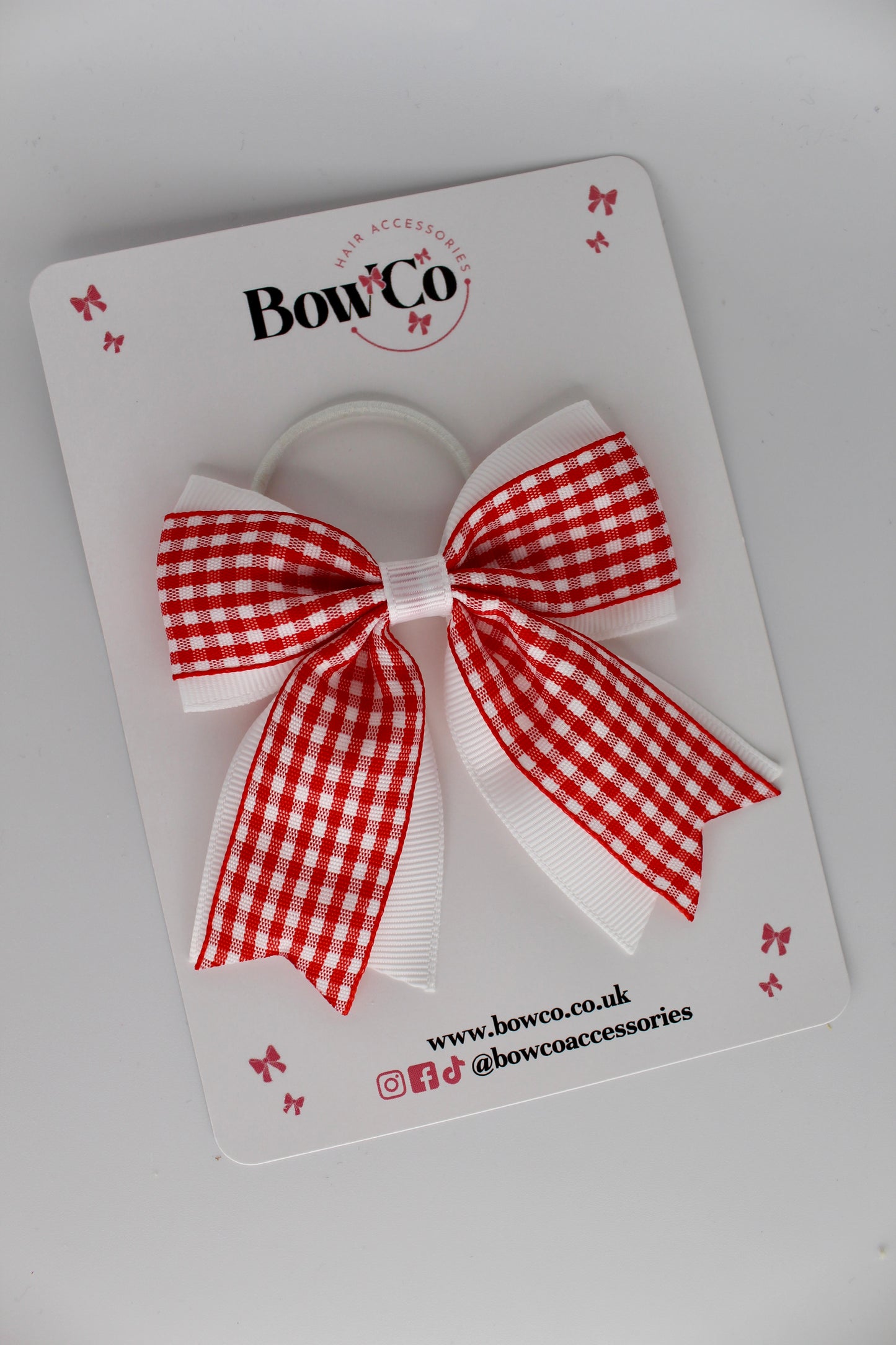 Layer Edge Bow - Red Gingham - Elastic