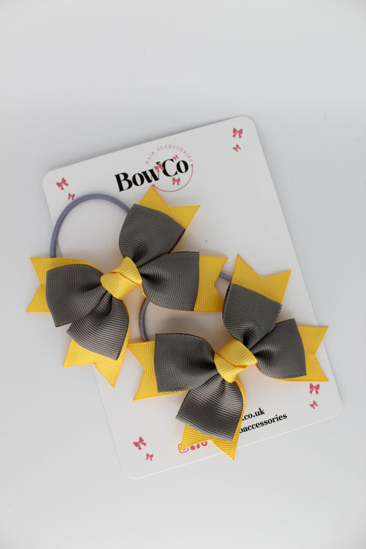 Knot Bow Set - Elastic - Metal Grey and Yellow Gold