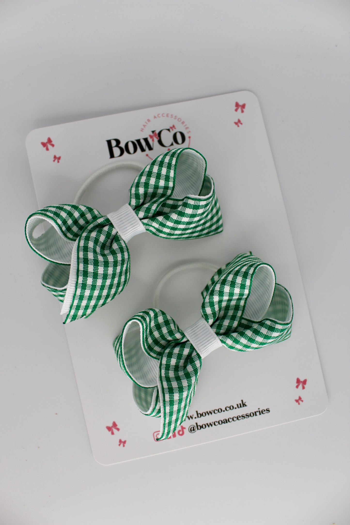 Loop Bow Set - Green Gingham - Elastic