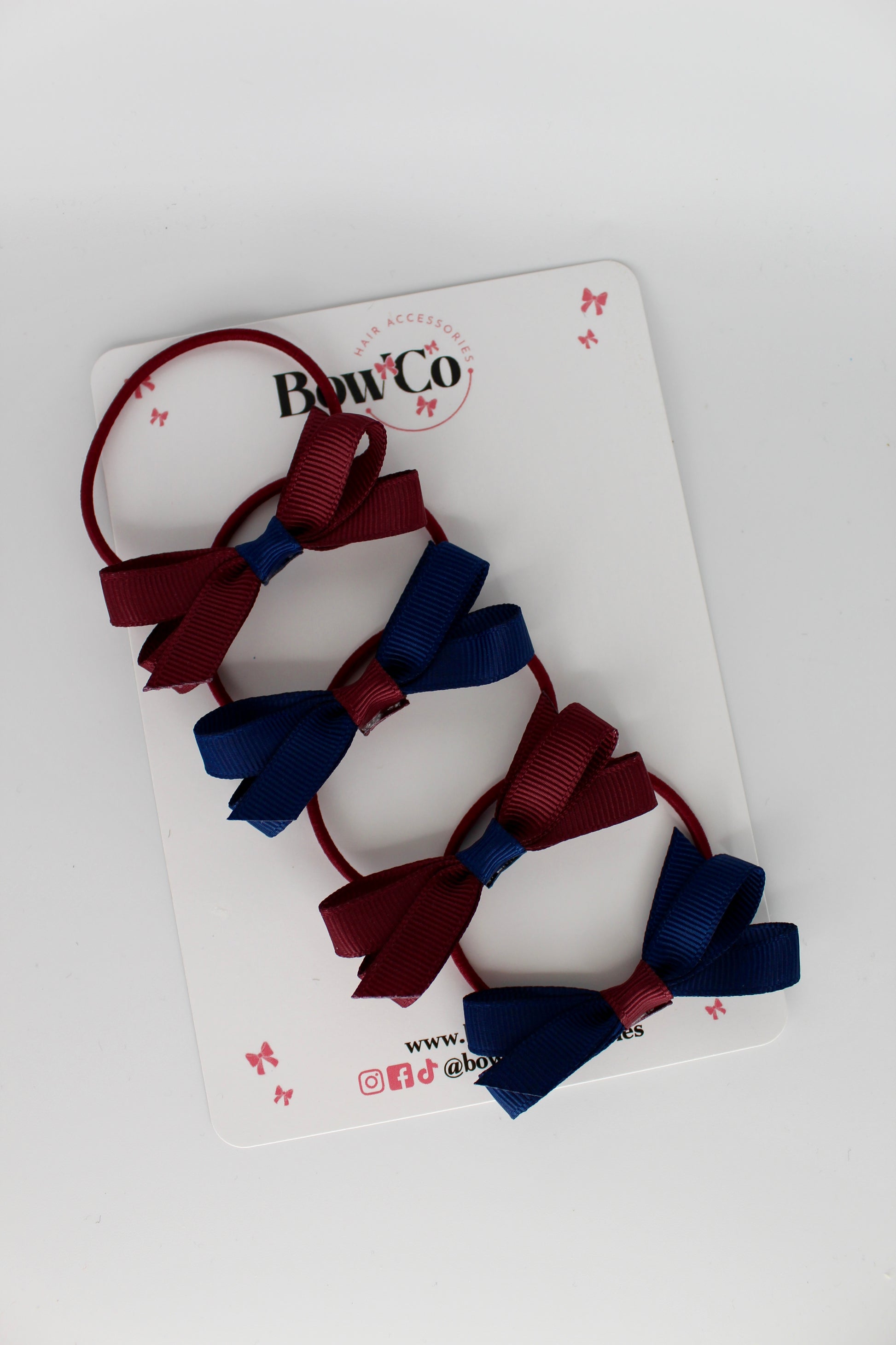 Ballerina Bows - Set of 4 - Elastic - Navy Blue and Burgundy
