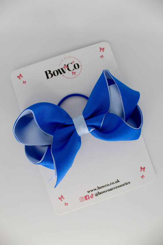 4 Inch Loop Bow - Elastic - Royal Blue and Bluebell