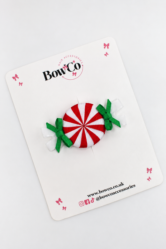 Christmas Peppermint Candy Hair Bow Clip