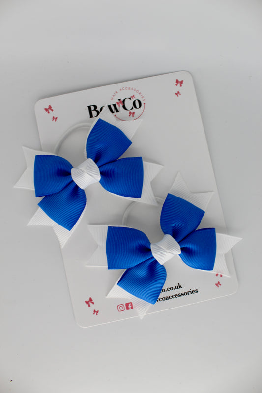 Knot Bow Set - Elastic - Royal Blue and White