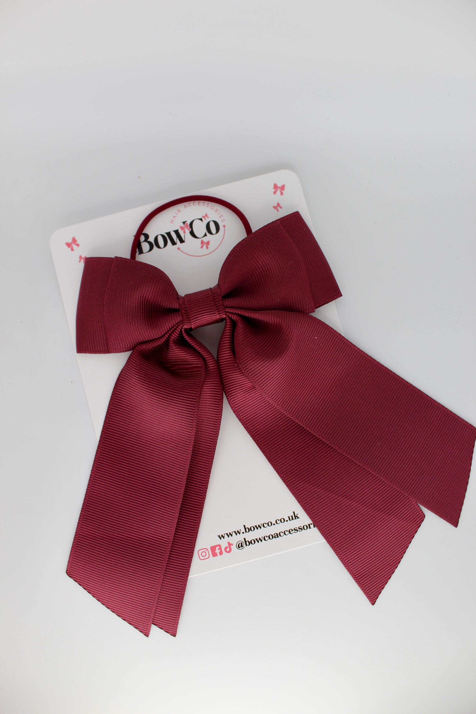 Double Layer Tail Bow – Elastic - Burgundy