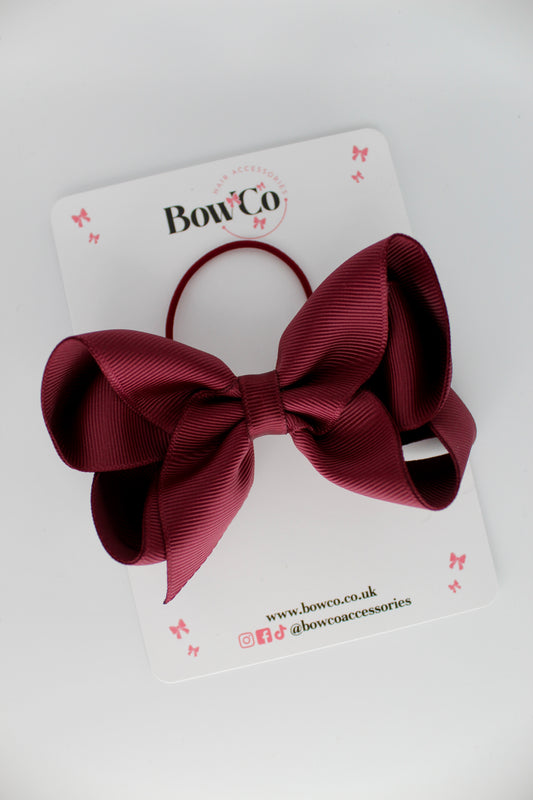 4 Inch Loop Bow - Elastic - Burgundy