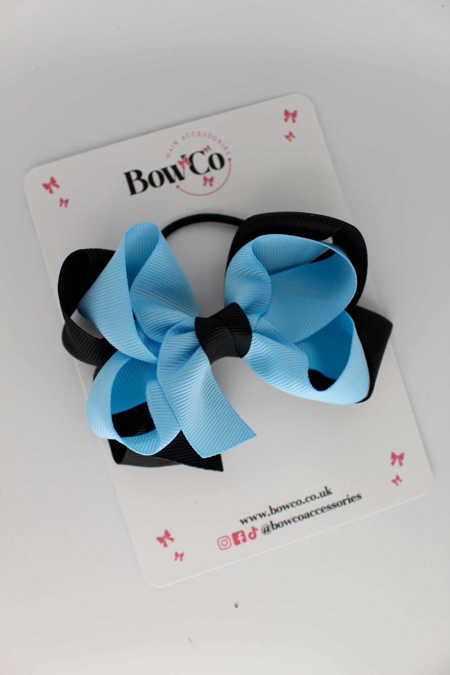 Double Loop Bow - Elastic - Black and Blue Topaz