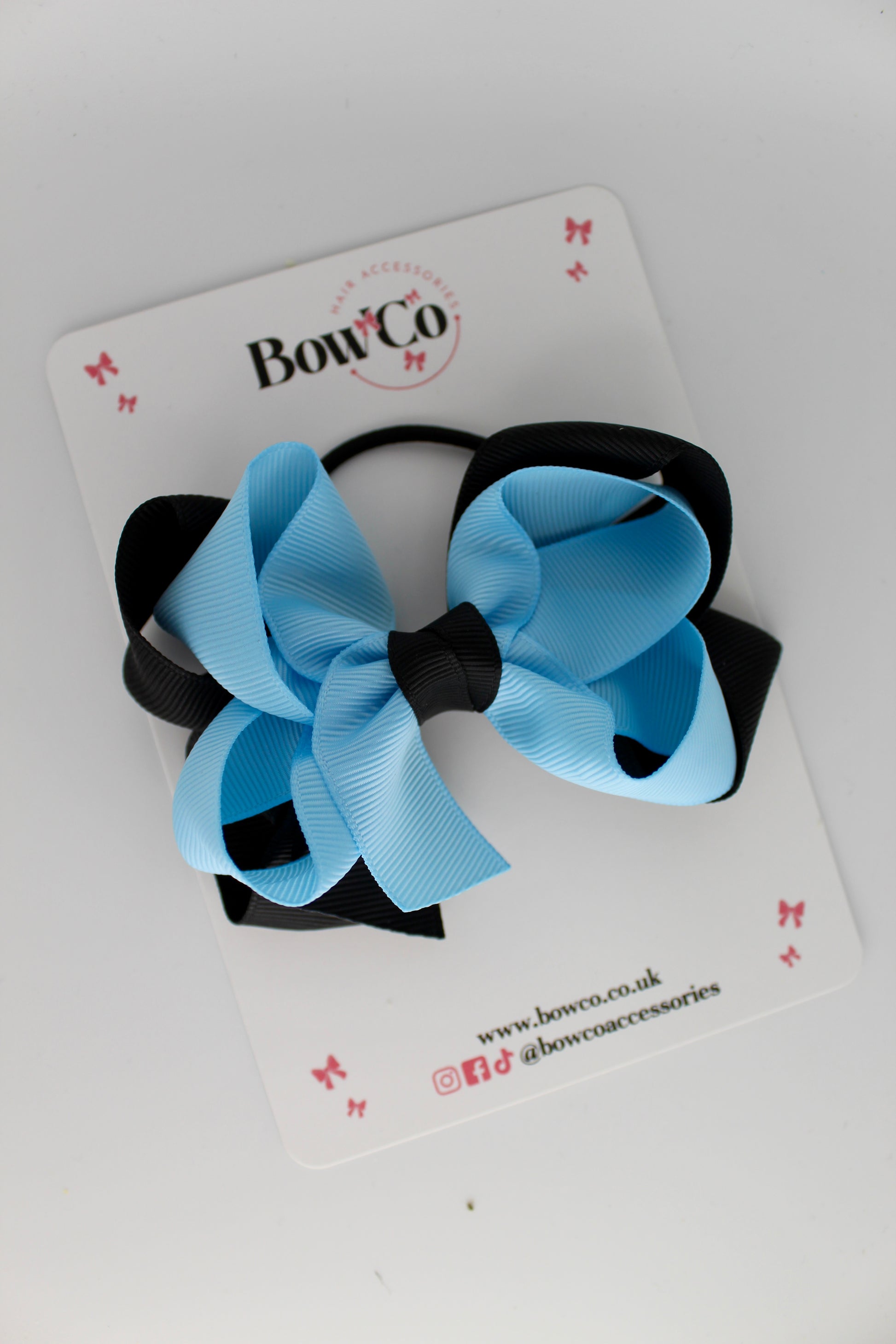 Double Loop Bow - Elastic - Black and Blue Topaz