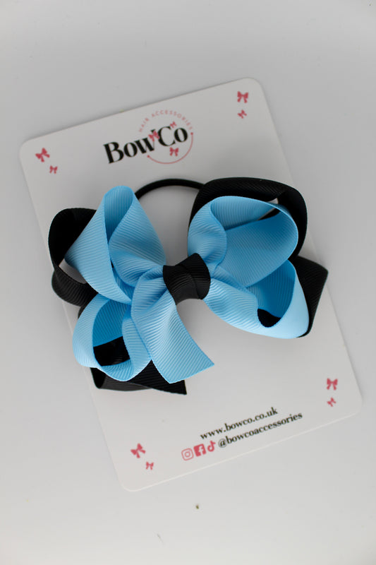 Double Loop Bow - Elastic - Black and Blue Topaz