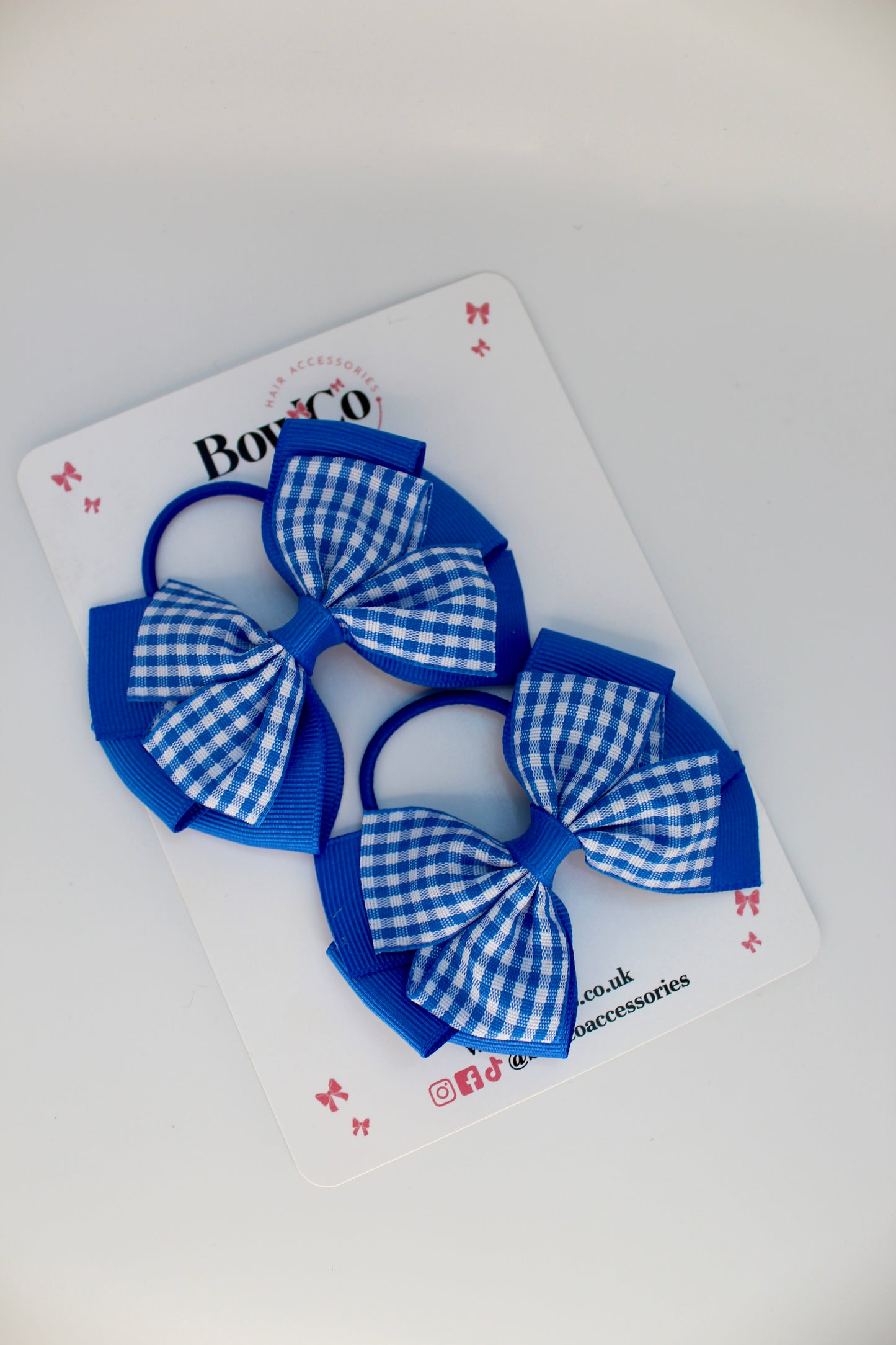 School Bows Royal Blue Gingham Pinwheel Set