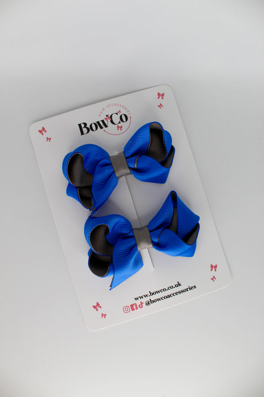Loop Bow Set - Clip - Royal Blue and Metal Grey