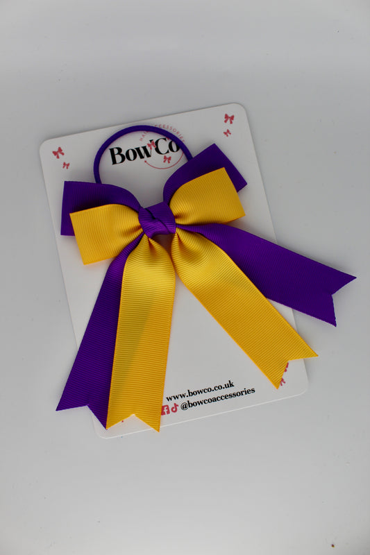 Double Ribbon Tail – Elastic - Purple and Yellow Gold