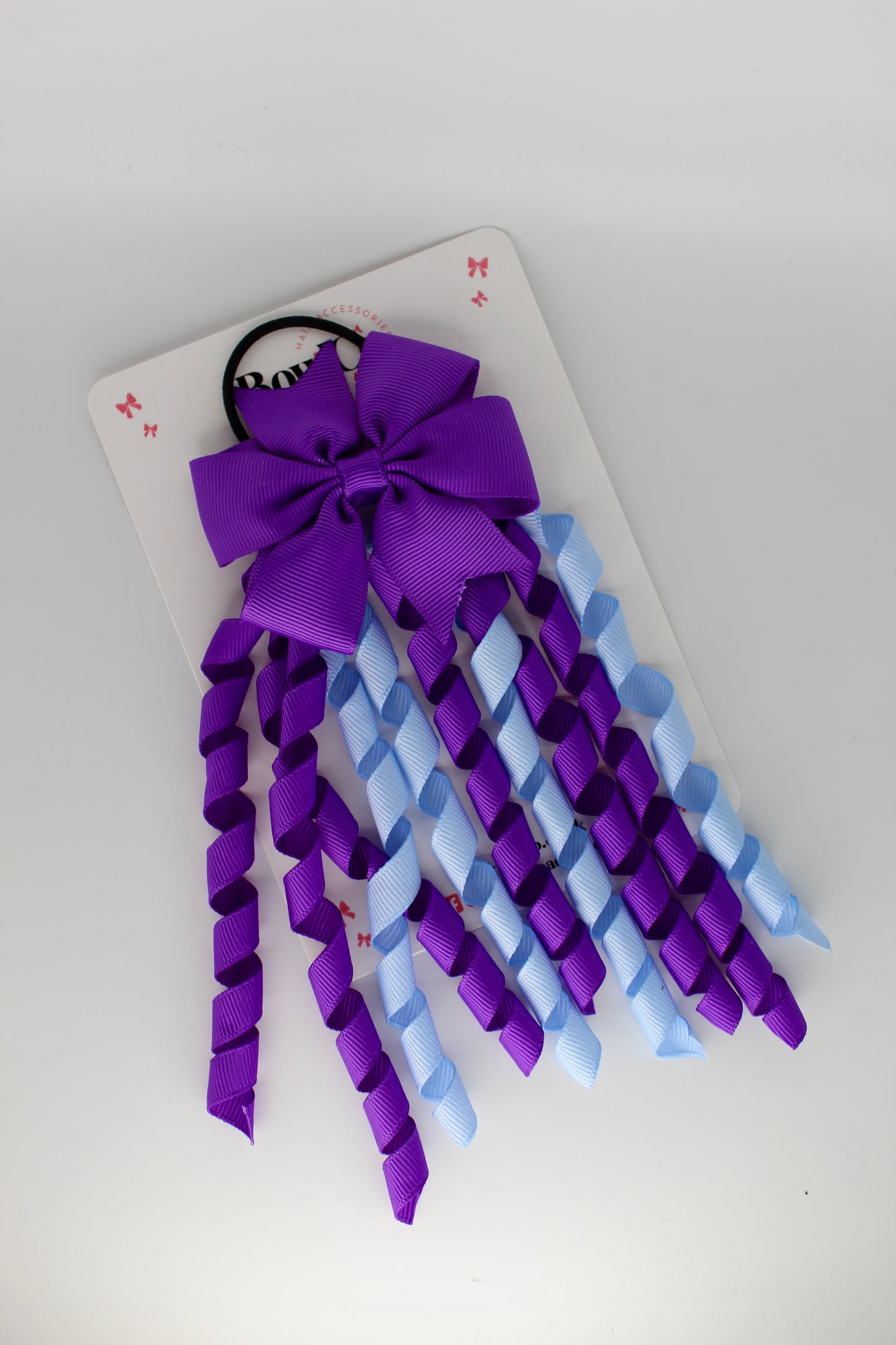 3 Inch Pinwheel Corker Bow - Elastic - Purple and Bluebell - OUTLET