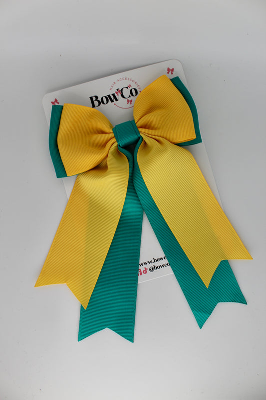 Classic Tail Bow - Clip - Jade Green and Yellow Gold