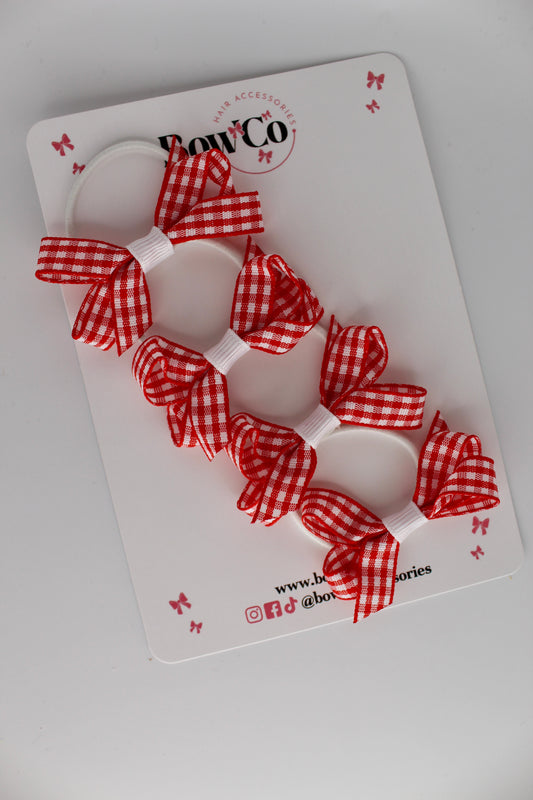 4-Bow Ballerina Bow Set - Red Gingham