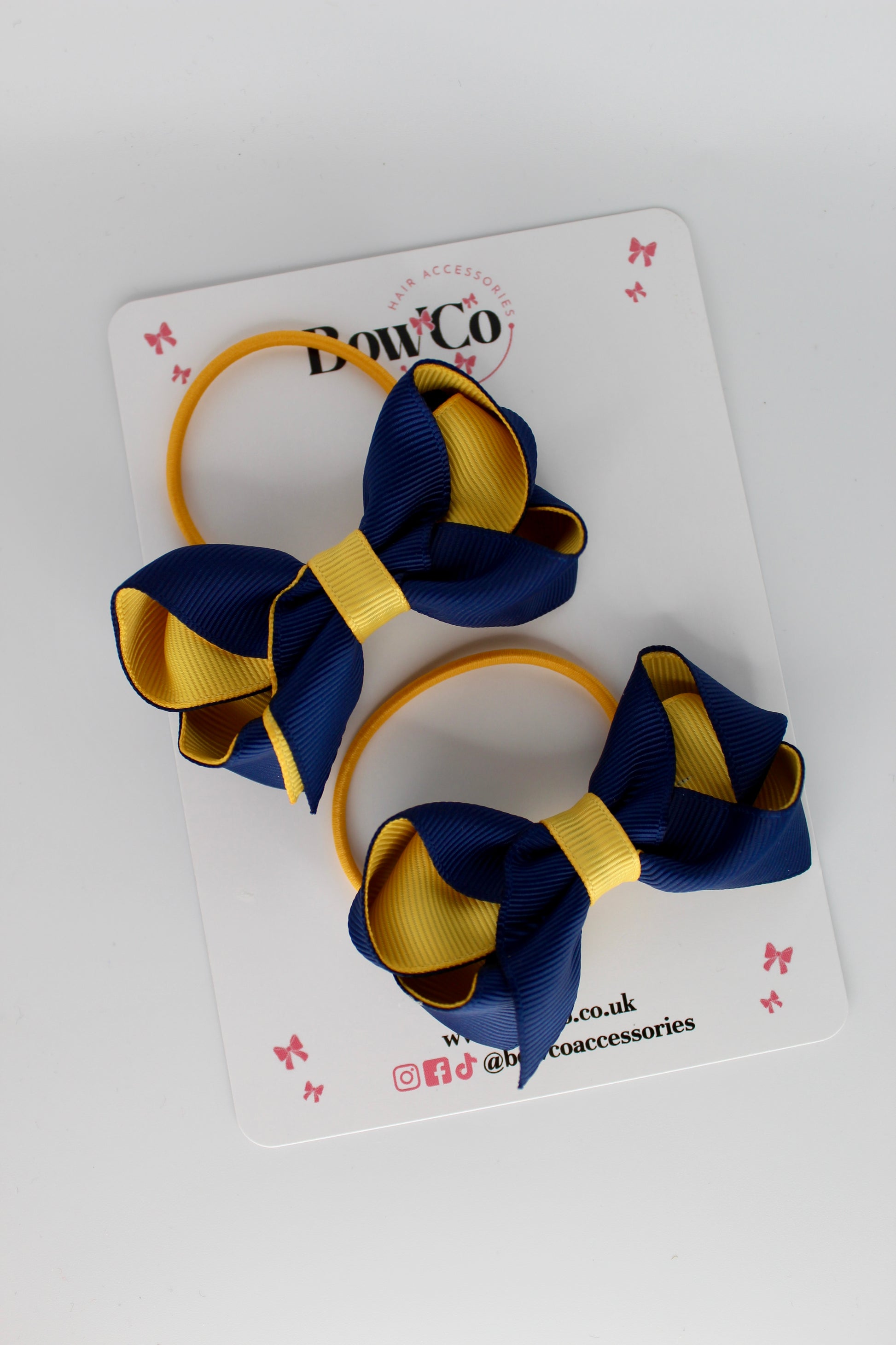 Loop Bow Set - Elastic - Navy Blue and Yellow Gold