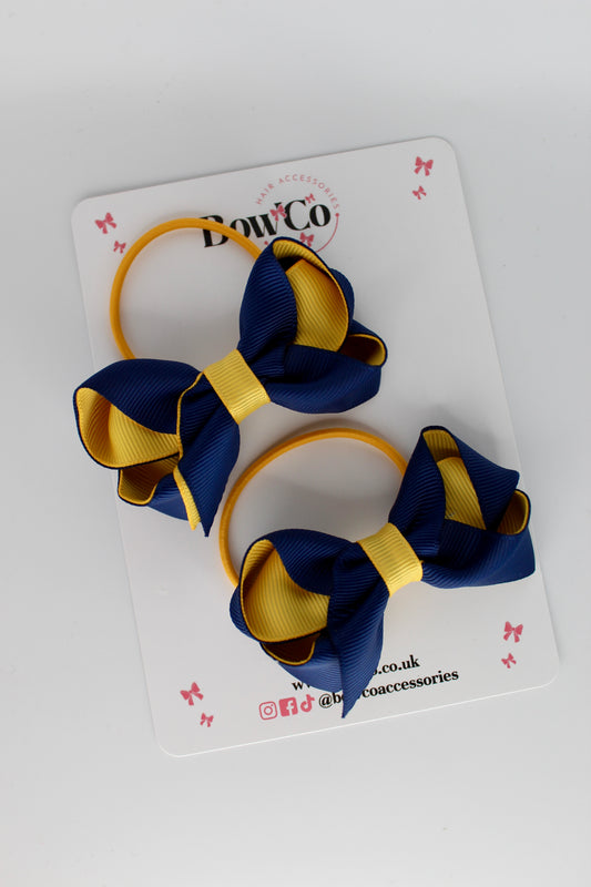 Loop Bow Set - Elastic - Navy Blue and Yellow Gold