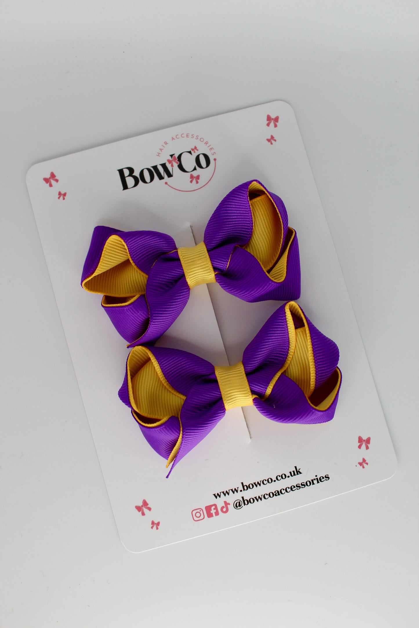 Loop Bow Set - Clip - Purple and Yellow Gold
