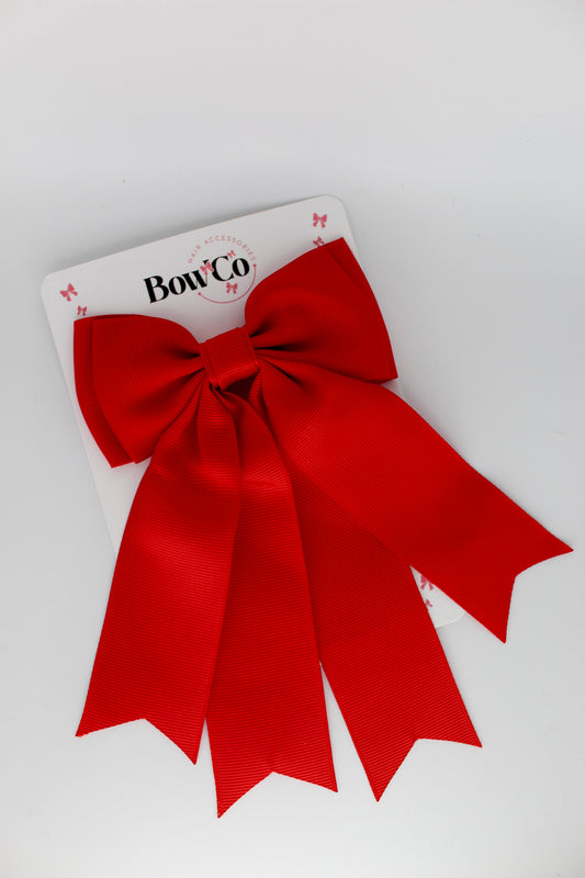 Classic Tail Bow - Clip - Red