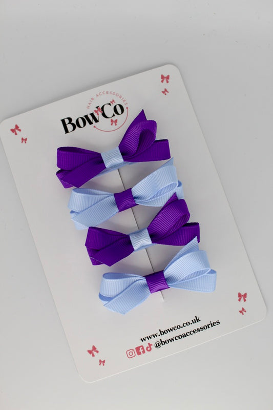 Ballerina Bows - Set of 4 - Clip - Purple and Bluebell