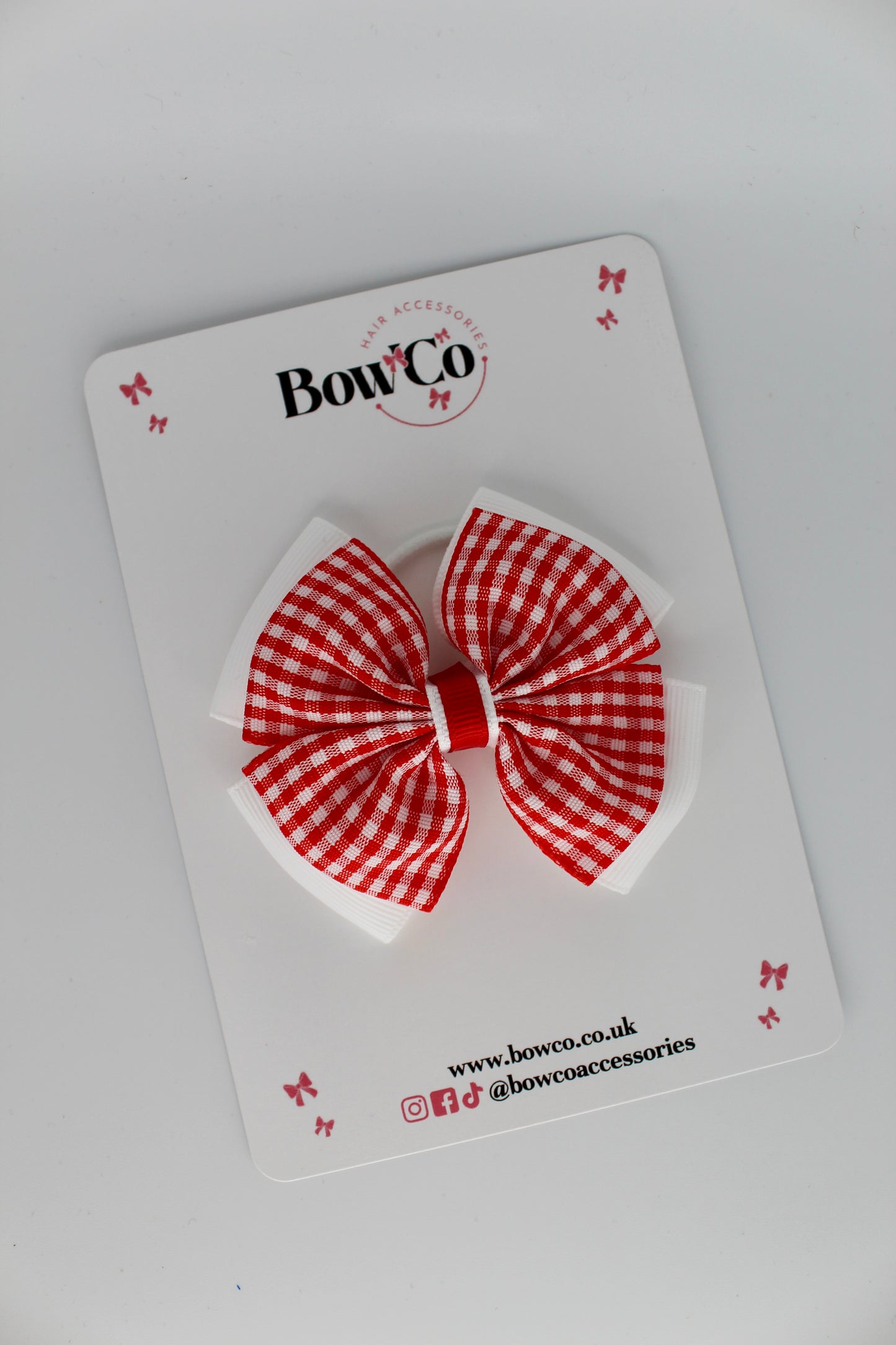 Layer Edge Bow - Red Gingham - Elastic
