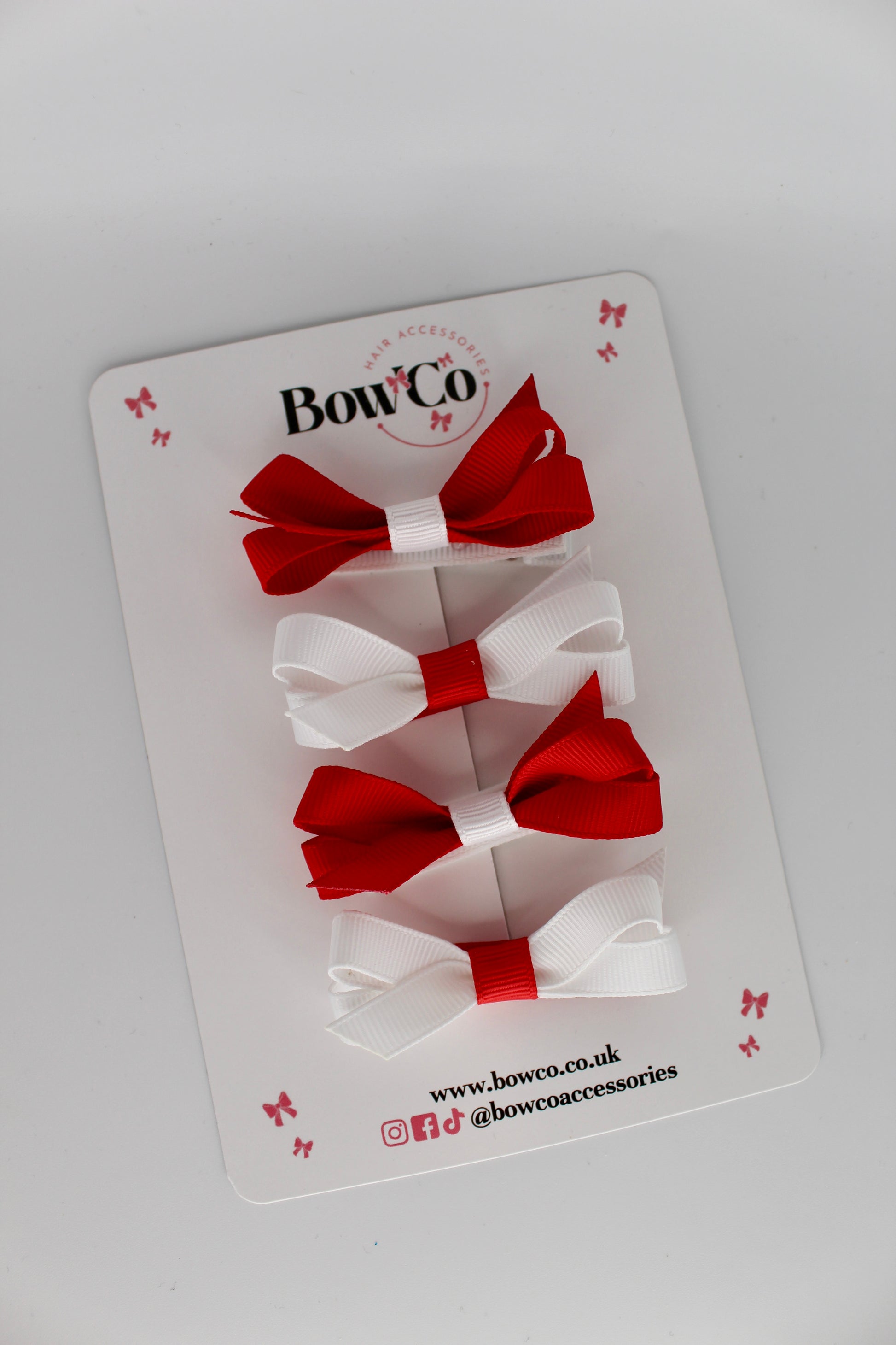 Ballerina Bows - Set of 4 - Clip - Red and White