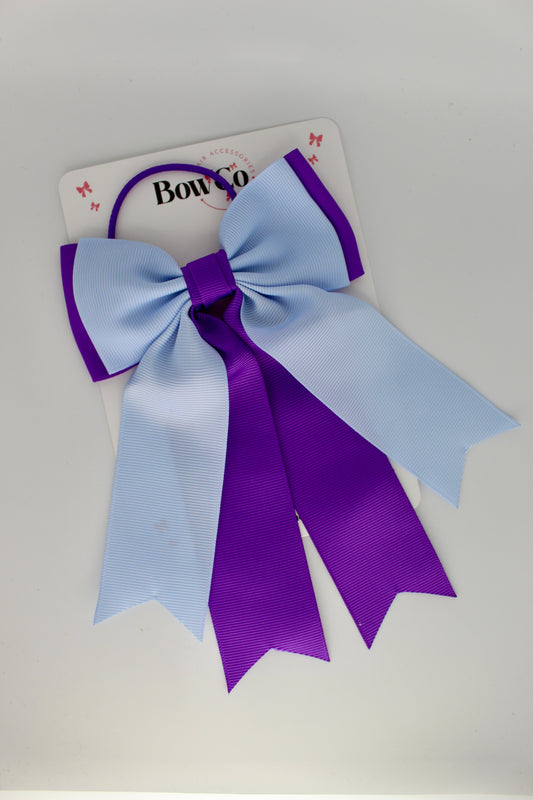 Classic Tail Bow - Elastic - Purple and Bluebell