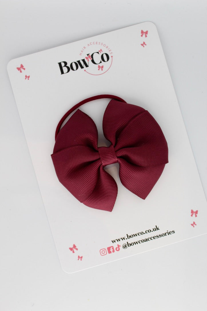 Burgundy - Round Tuxedo Bow - Elastic
