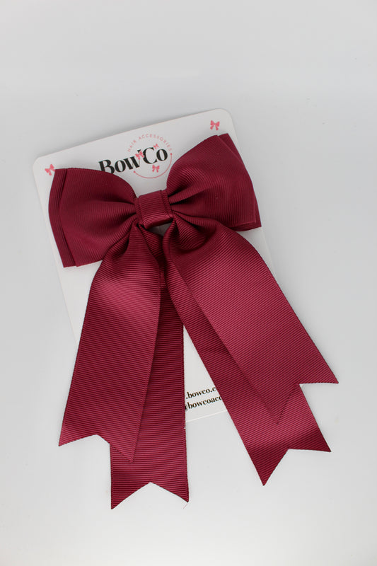 Classic Tail Bow - Clip - Burgundy