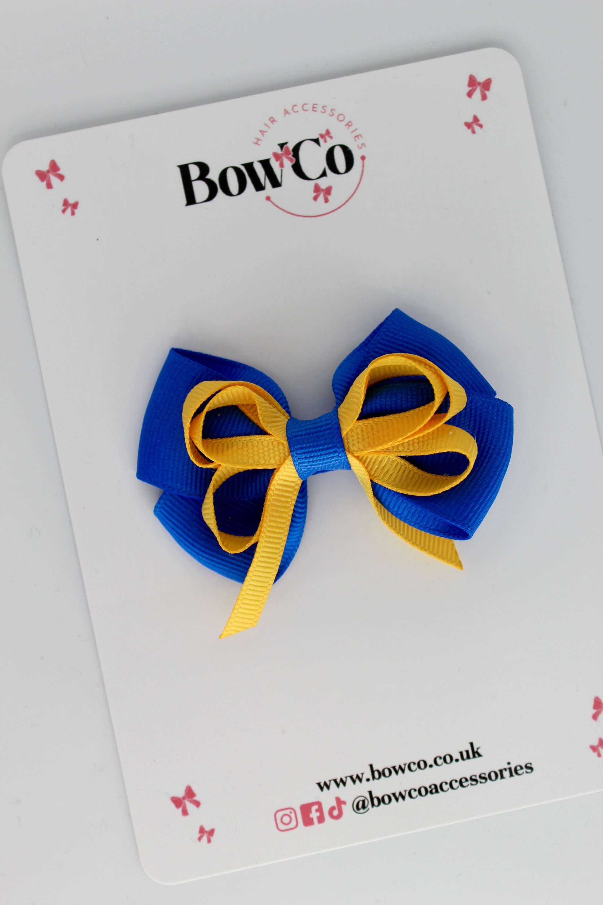 Royal Blue and Yellow Gold - Double Bow - Clip