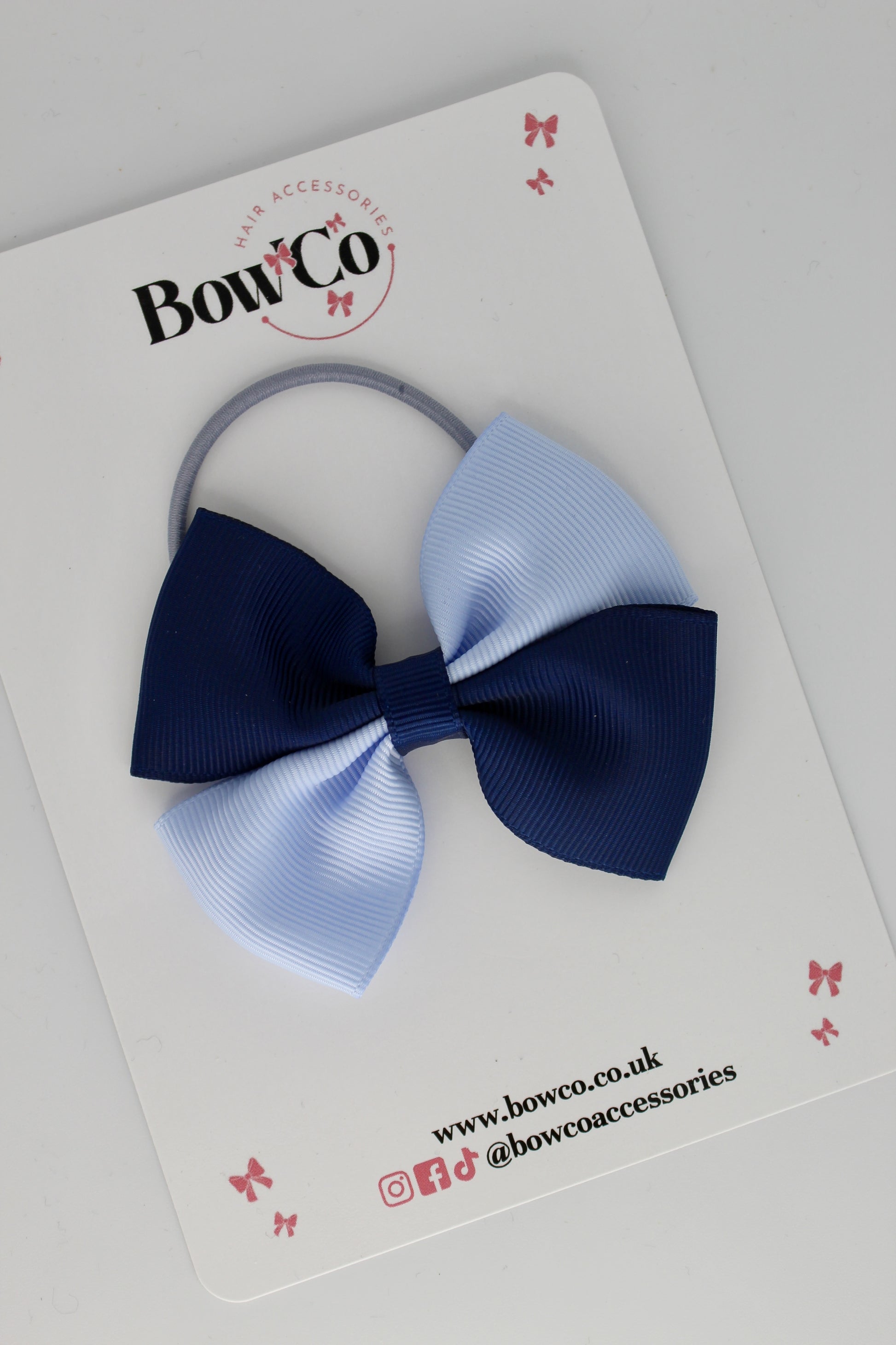 Navy and Bluebell - Twist Bow - Elastic