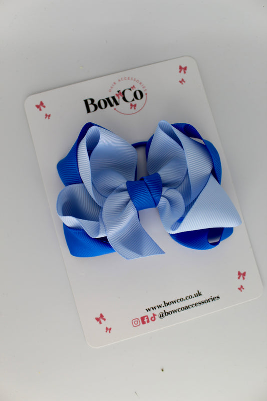 Double Loop Bow - Elastic - Royal Blue and Bluebell