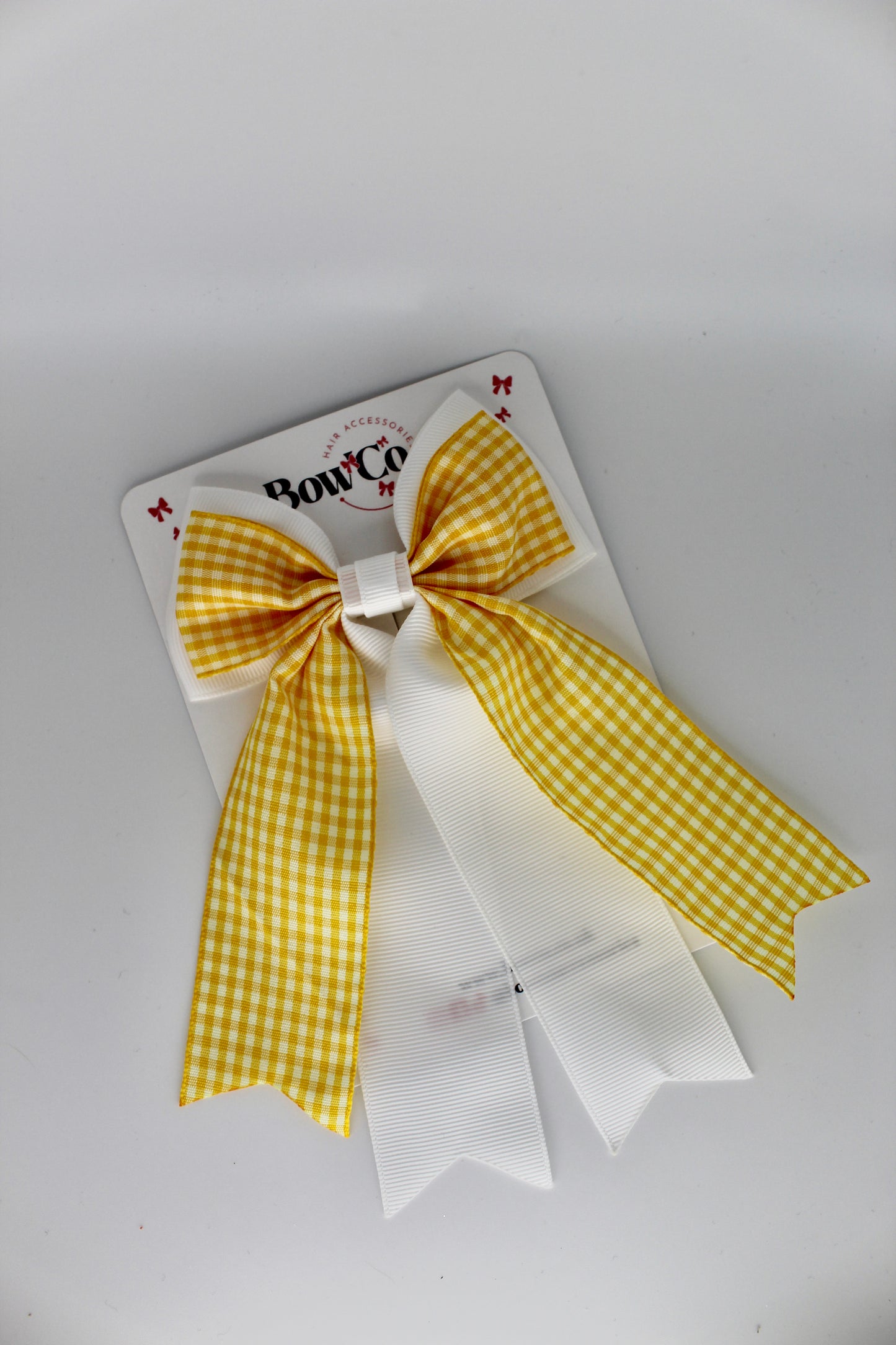 Classic Tail Bow - Yellow Gingham - Clip