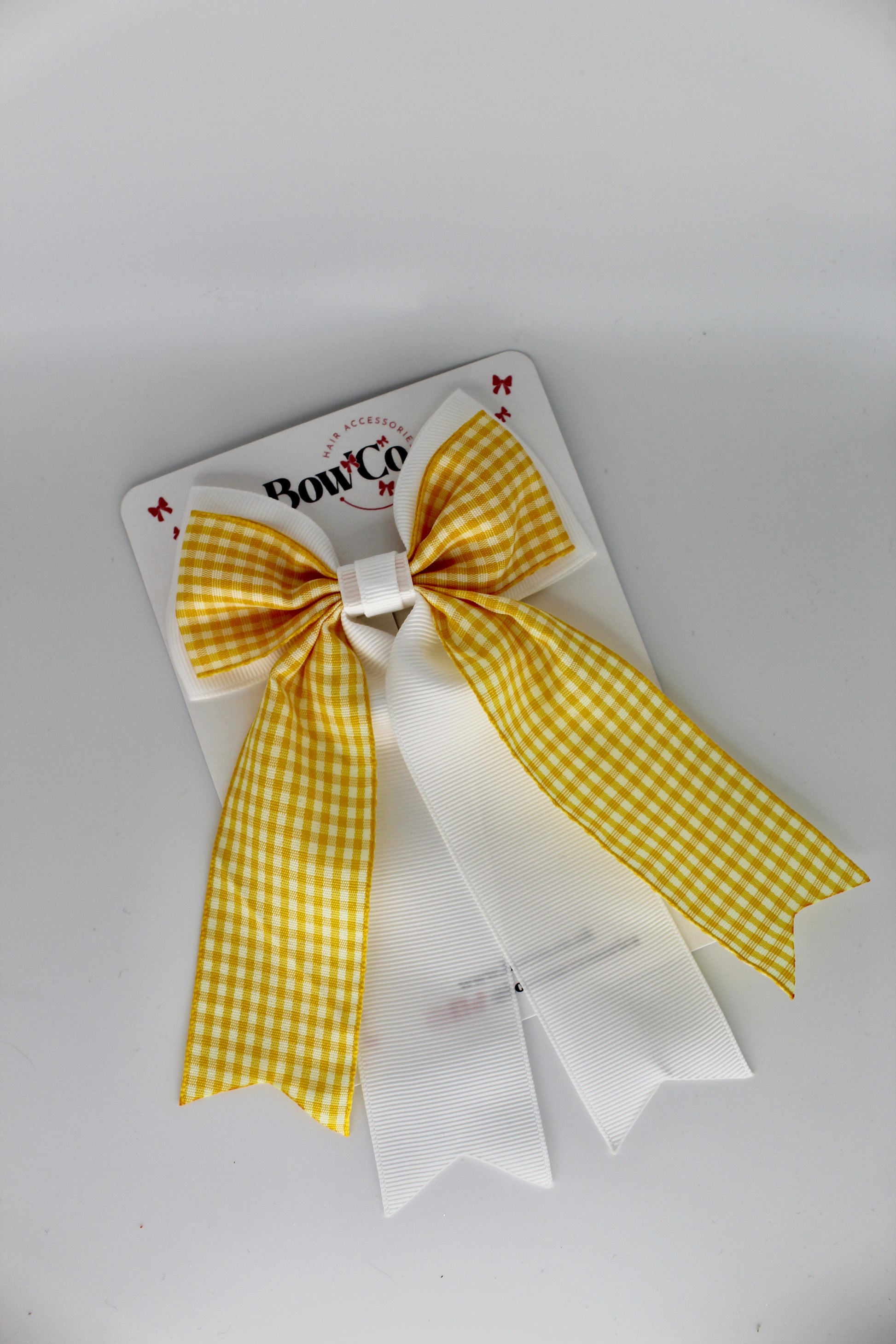 Classic Tail Bow - Yellow Gingham - Clip