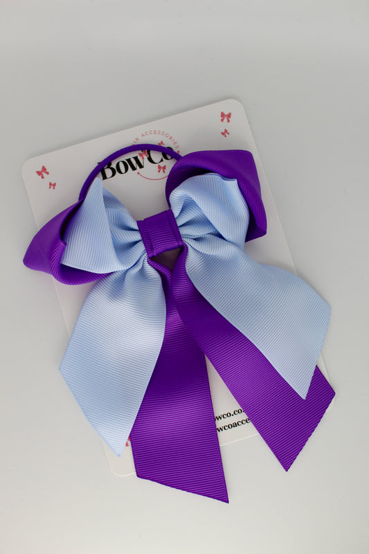 Layer Loop Tail Hair Bow - Elastic - Purple and Bluebell
