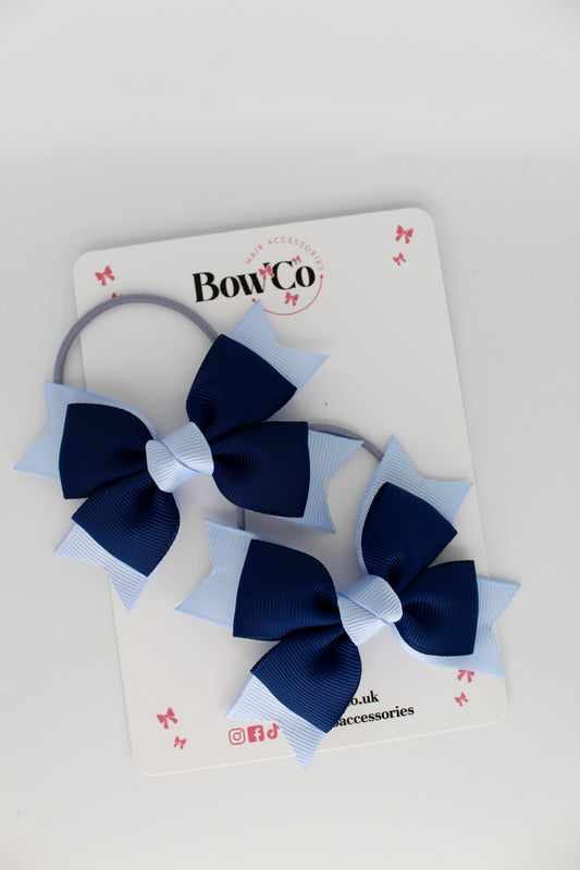Knot Bow Set - Elastic - Navy Blue and Bluebell