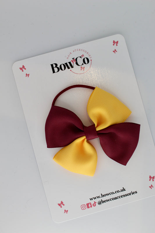 Burgundy and Yellow Gold - Twist Bow - Elastic