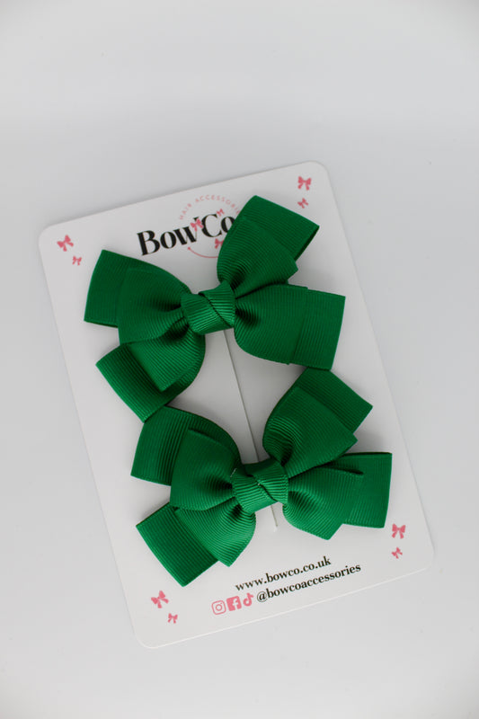 Layer Bow Set - Clip - Forest Green