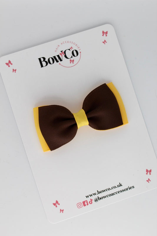 Brown and Yellow Gold - Double Lapel Bow - Elastic