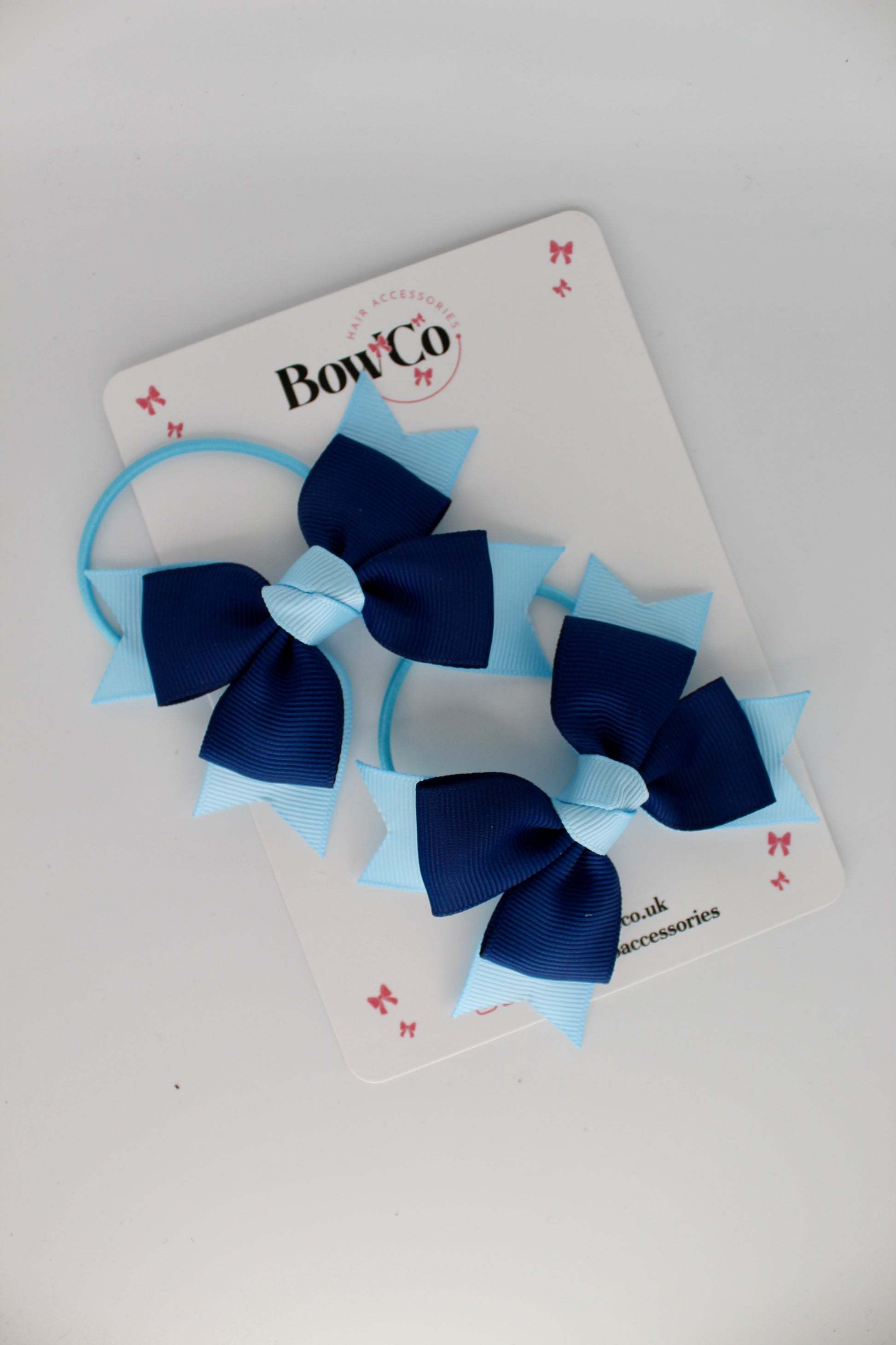 Knot Bow Set - Elastic - Navy Blue and Blue Topaz