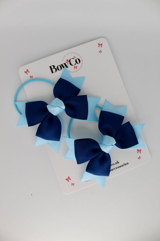 Knot Bow Set - Elastic - Navy Blue and Blue Topaz