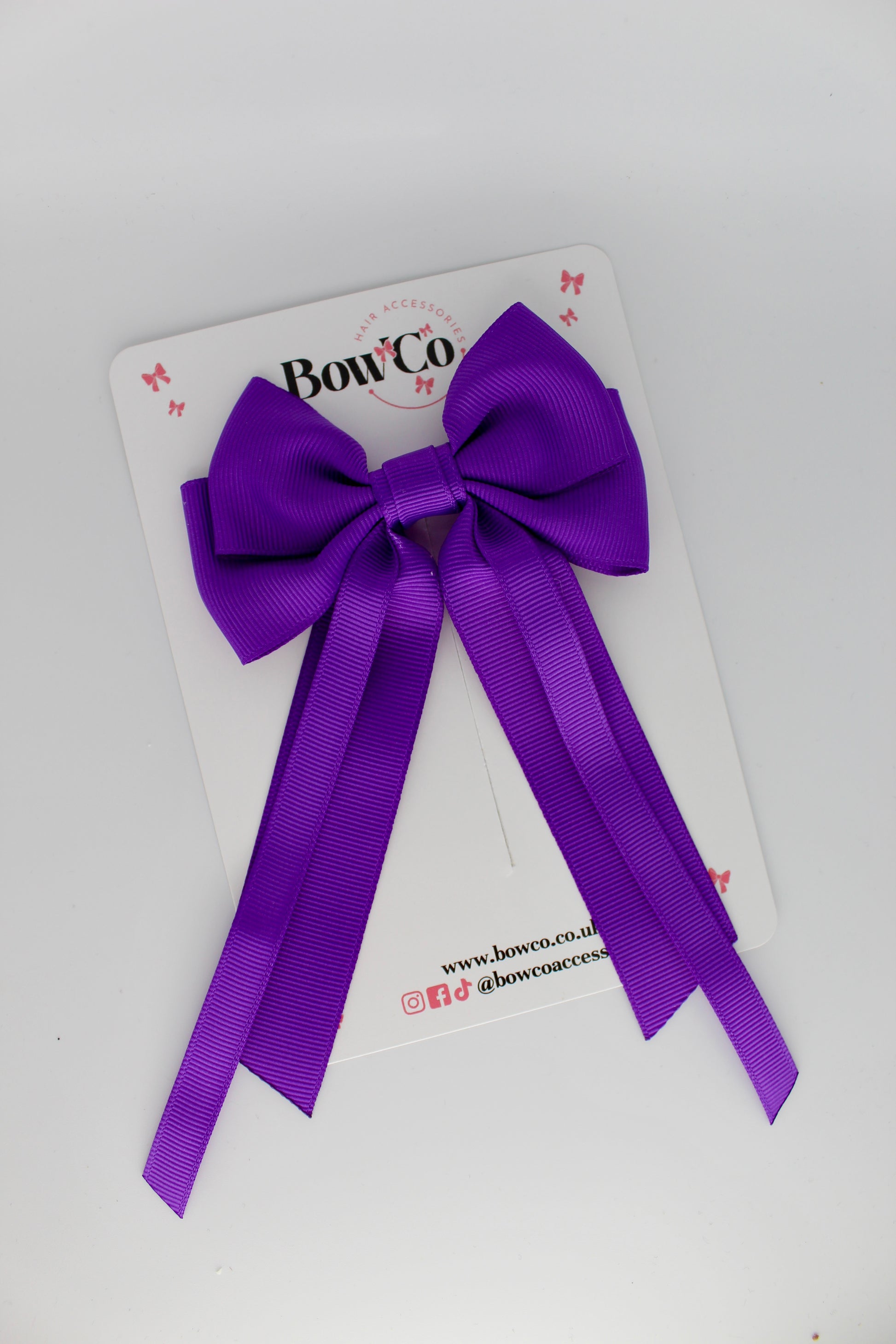 Streamer Tail Bow - Clip - Purple