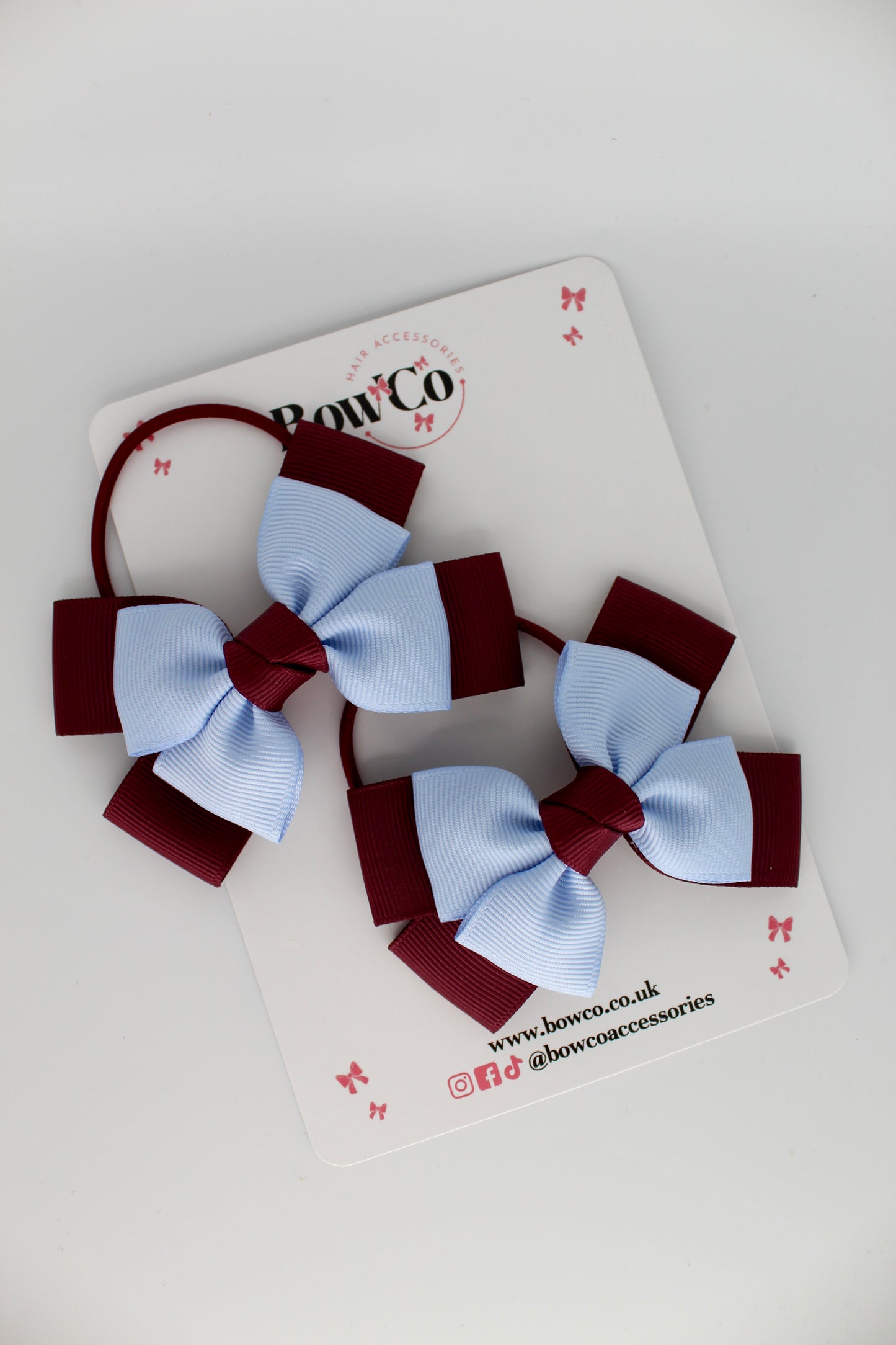 Layer Bow Set - Elastic - Burgundy and Bluebell