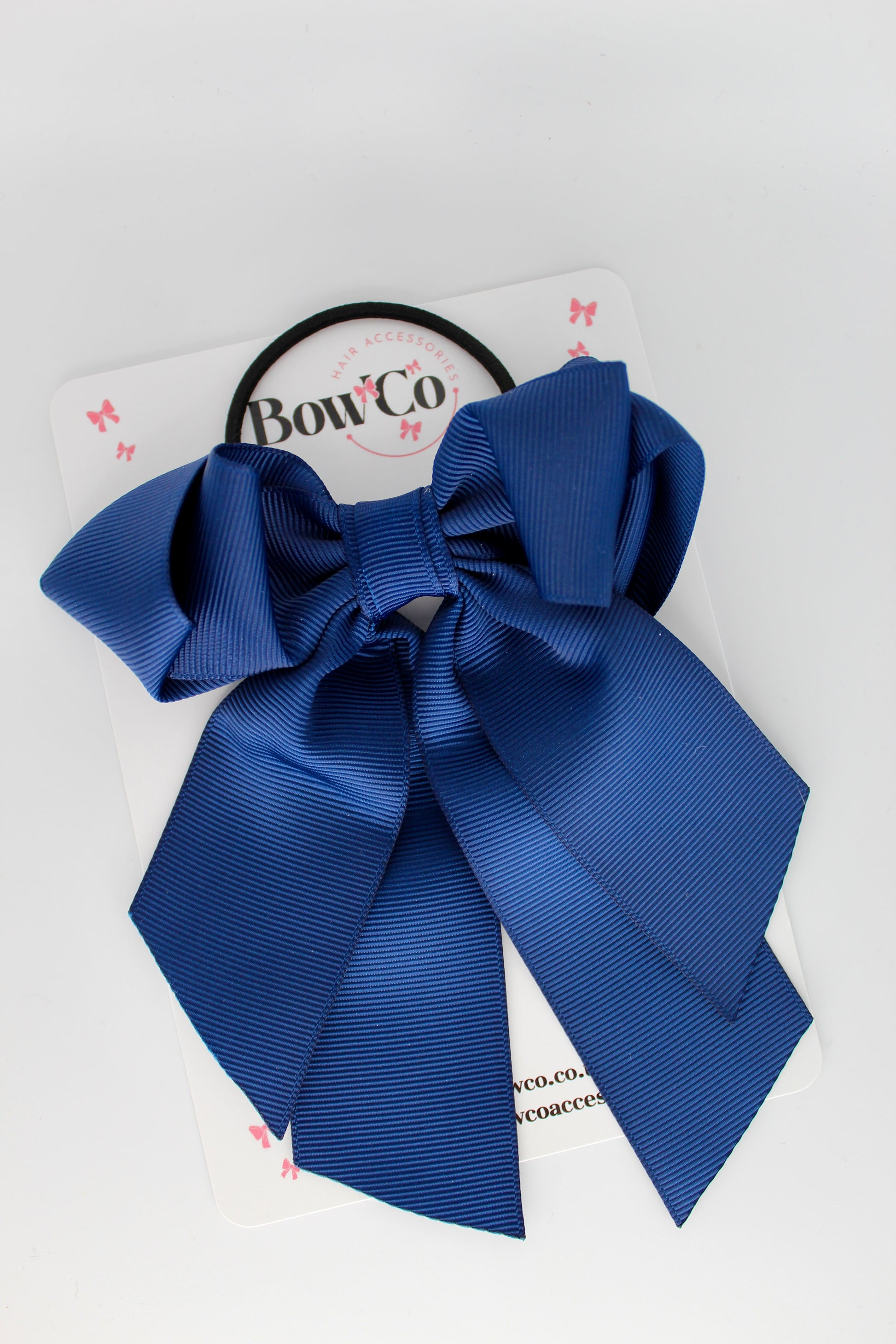 Layer Loop Tail Hair Bow - Elastic - Navy